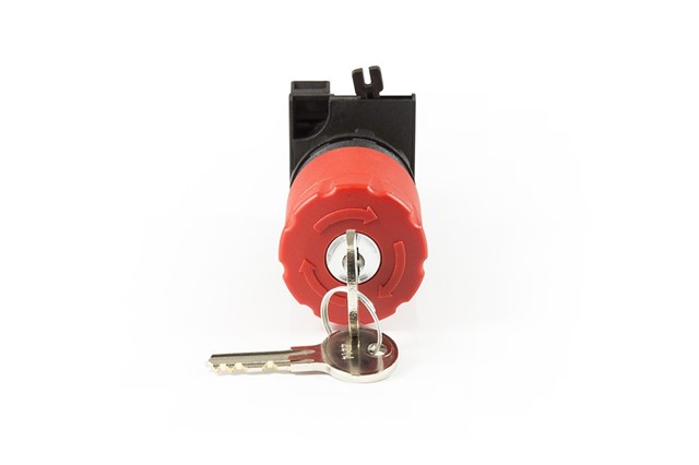 CP Series Plastic 1NC Emergency 30 mm Turn to Release with Key Operated Red 22 mm Control Unit